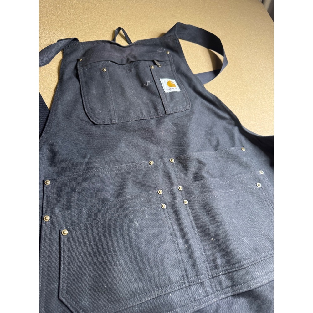 Carhartt Duck Apron Black Cotton Canvas Tool Pockets 103439-001 Mens OS